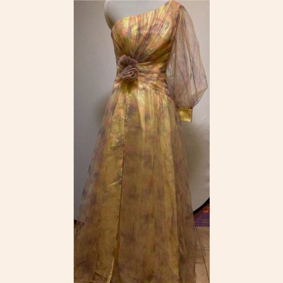 Midsummer night's dream gown, one shoulder sleeve - Picture 1 of 11